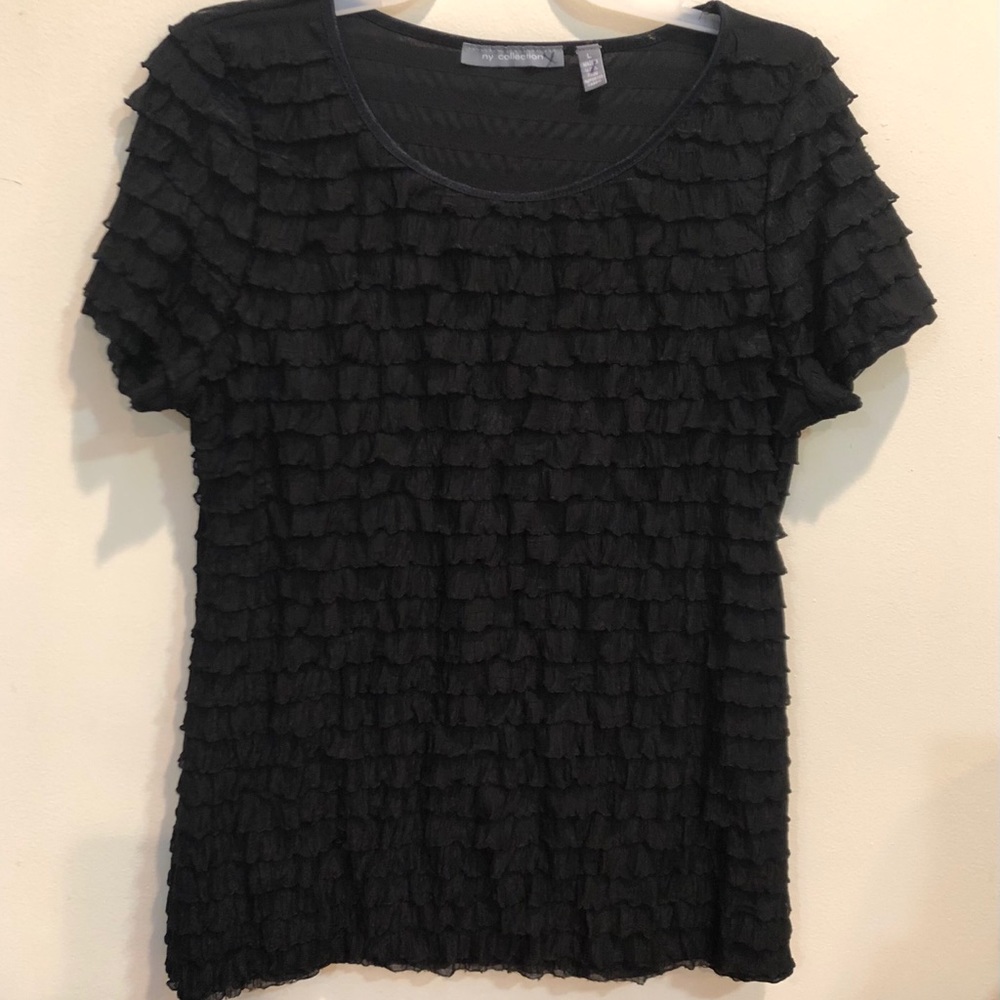 NY Collection Ruffled Black Top - Picture 7 of 7